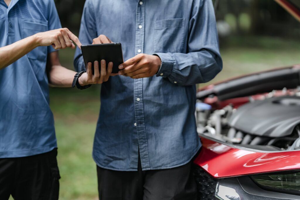 driver exchanging information after accident american
